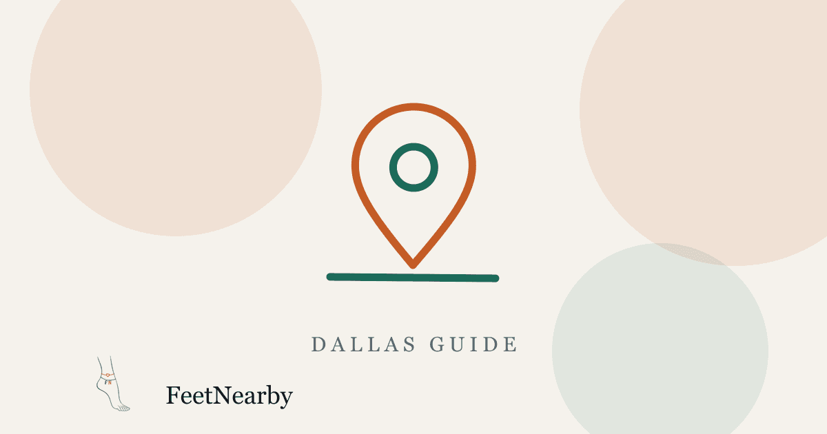 Illustrated card with a line-drawn map pin — Dallas guide — FeetNearby blog