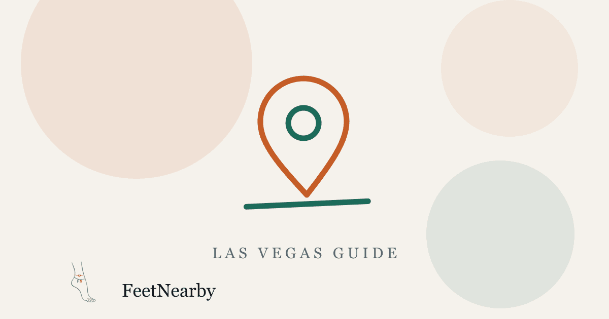 Illustrated card with a line-drawn map pin — Las Vegas guide — FeetNearby blog