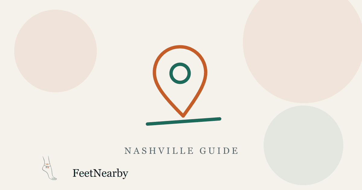 Illustrated card with a line-drawn map pin — Nashville guide — FeetNearby blog